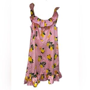 Pink Lemon Print Kids Casual Dress
